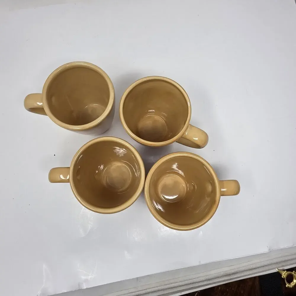 Pottery Barn Sausalito Amber Yellow Mug Made in China Set Of 4 **flaw